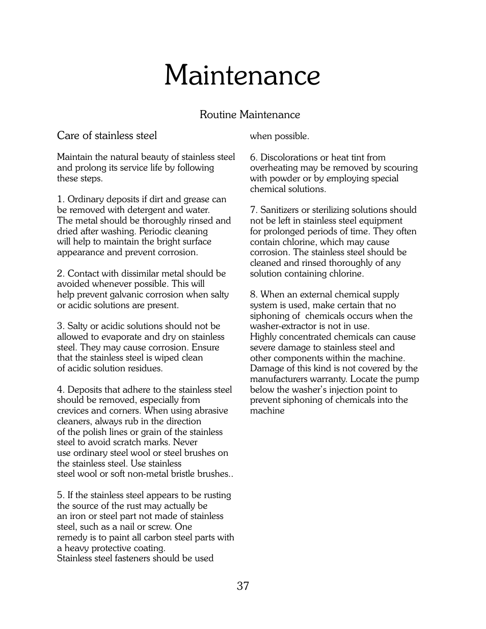 Maintenance | B&C Technologies HI Series Commercial User Manual | Page 37 / 39