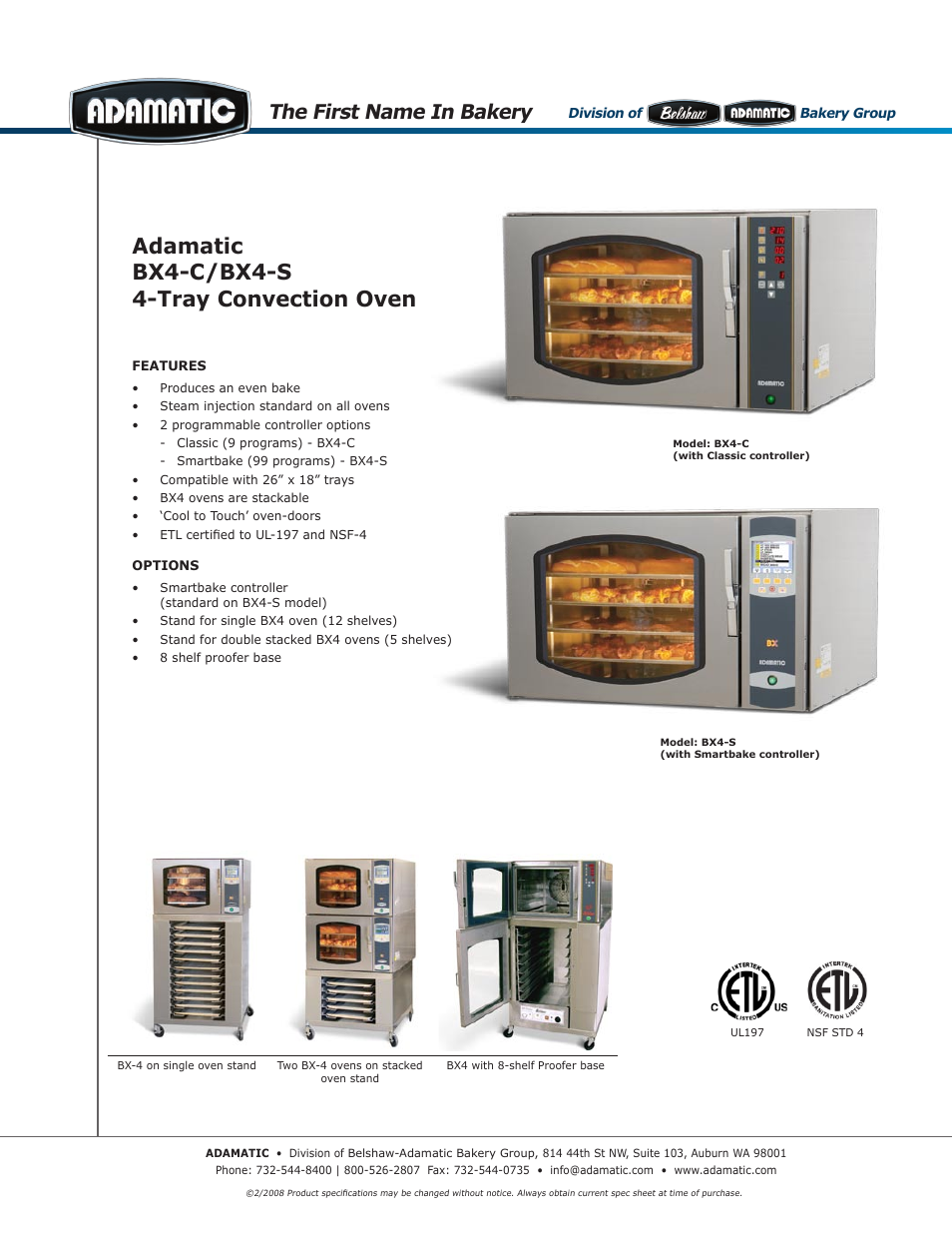 Belshaw Brothers BX4-C User Manual | 2 pages