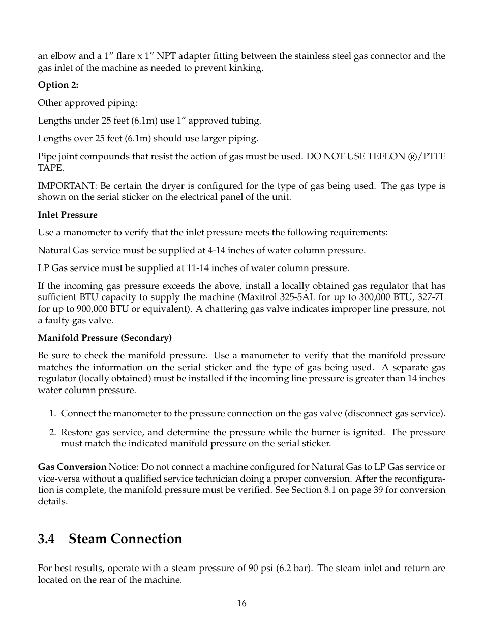 Steam connection, 4 steam connection | B&C Technologies DE Series Commercial User Manual | Page 19 / 45