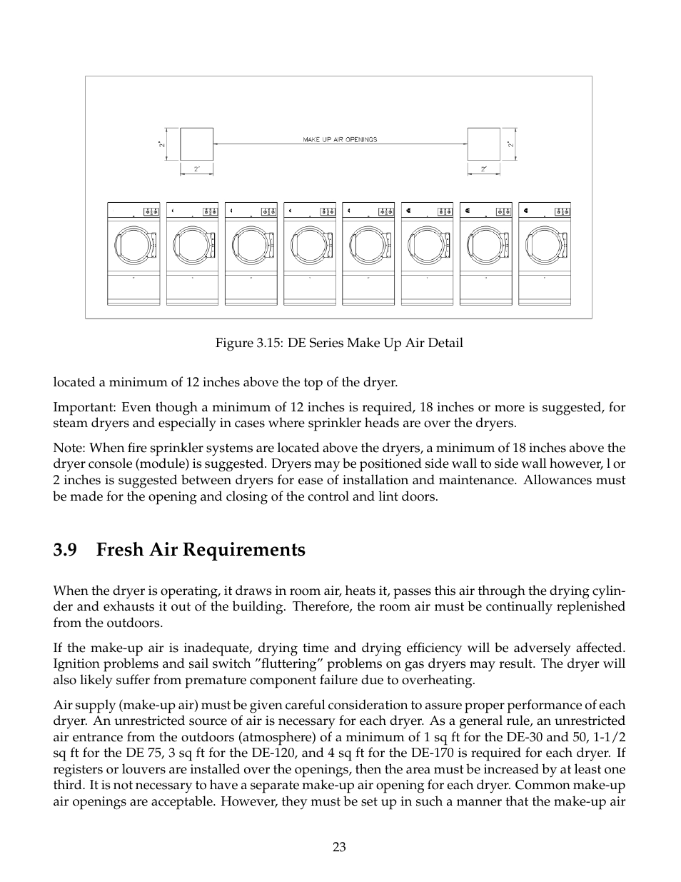 Fresh air requirements, 9 fresh air requirements | B&C Technologies DE Series Commercial User Manual | Page 26 / 45