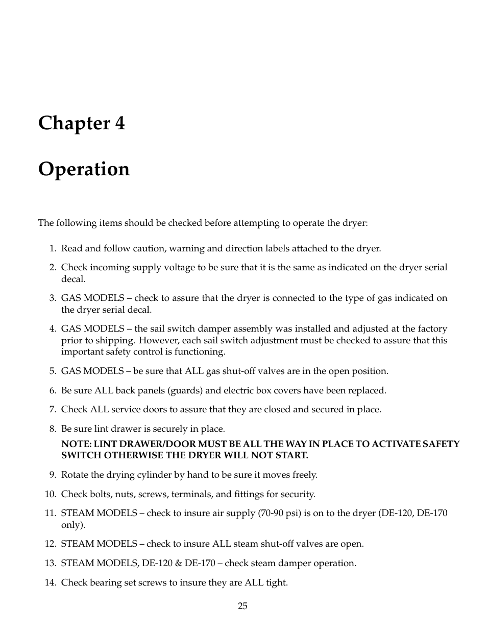 Operation, Chapter 4 operation | B&C Technologies DE Series Commercial User Manual | Page 28 / 45