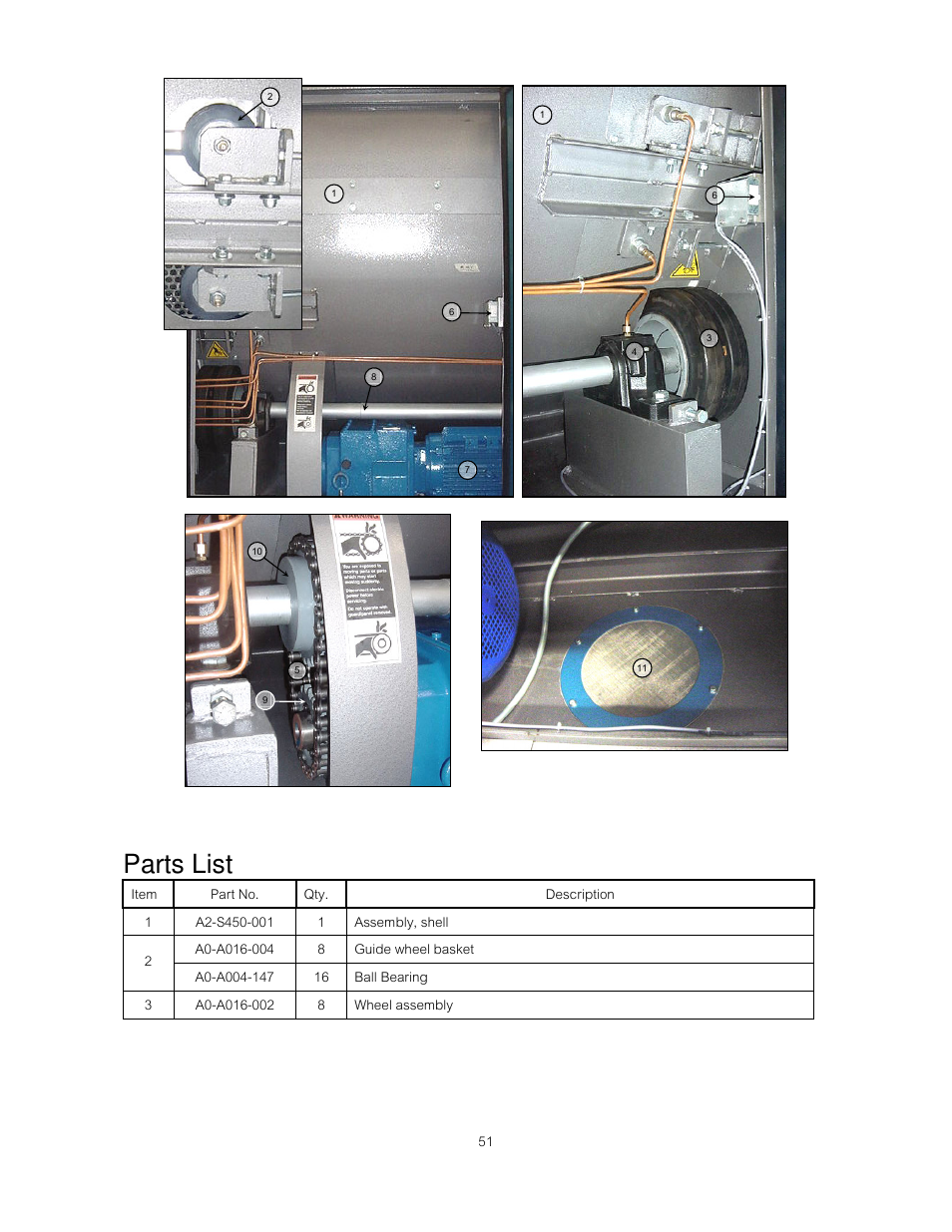 Parts list | B&C Technologies DI-475 Industrial User Manual | Page 52 / 63