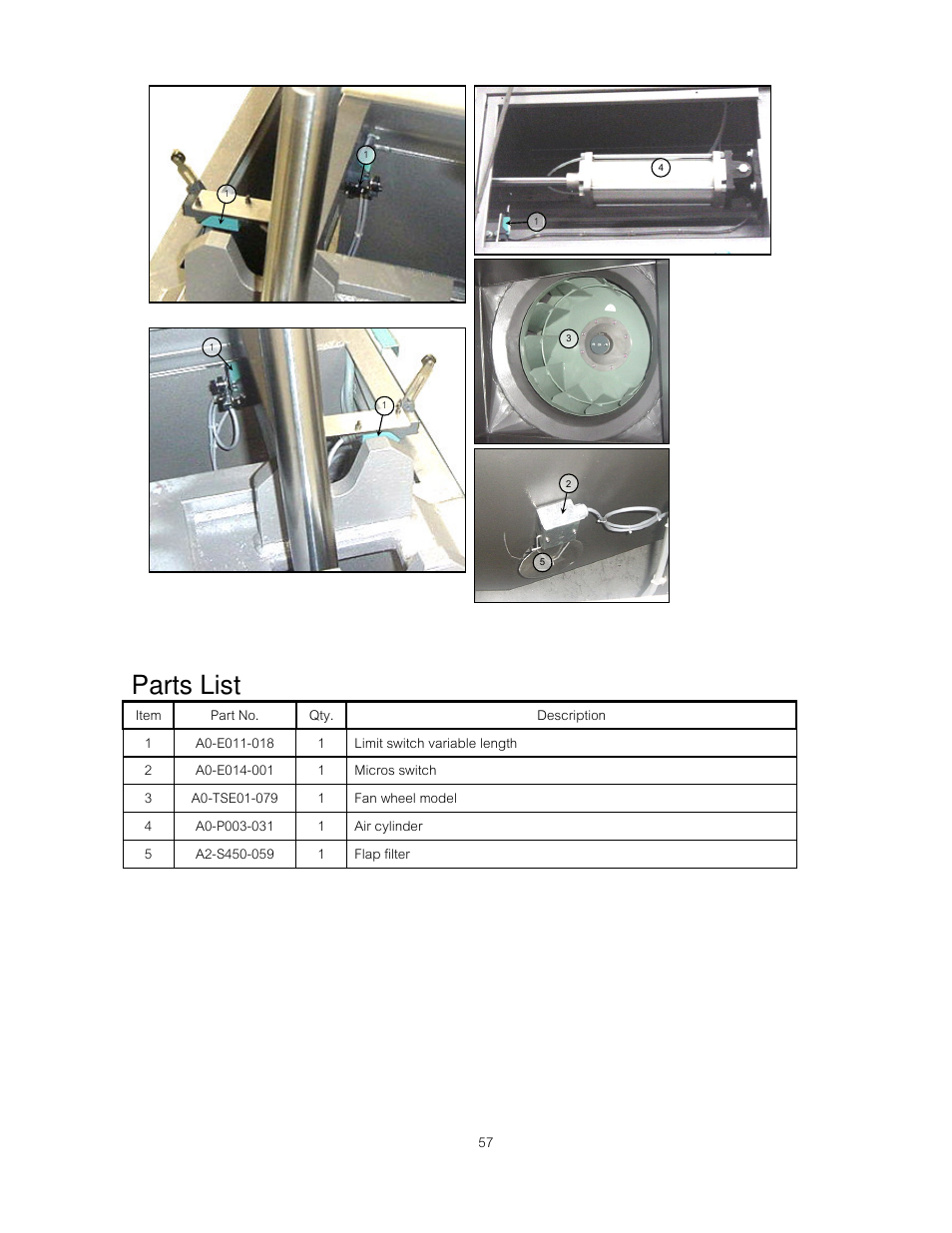 Parts list | B&C Technologies DI-475 Industrial User Manual | Page 58 / 63