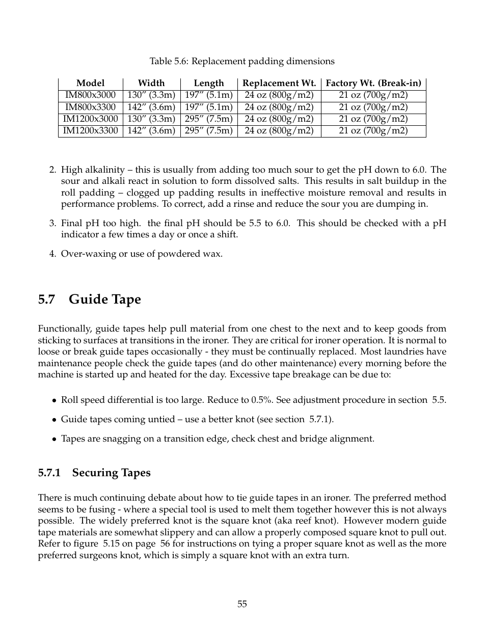 Guide tape, Securing tapes, 7 guide tape | B&C Technologies IM Series Industrial Ironer User Manual | Page 65 / 157