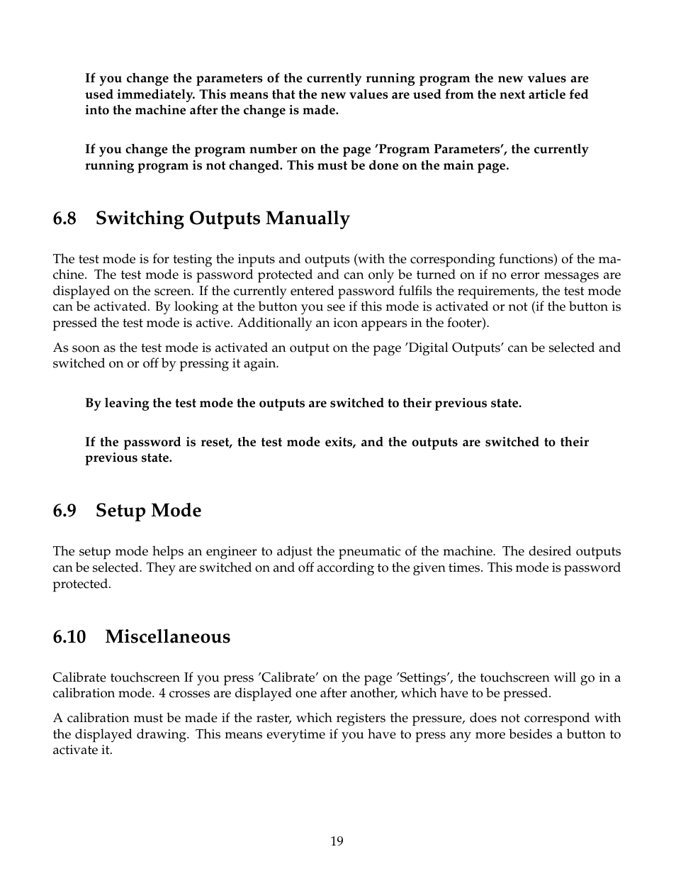 Switching outputs manually, Setup mode, Miscellaneous | 10 miscellaneous, 8 switching outputs manually, 9 setup mode | B&C Technologies PF Series User Manual | Page 23 / 46