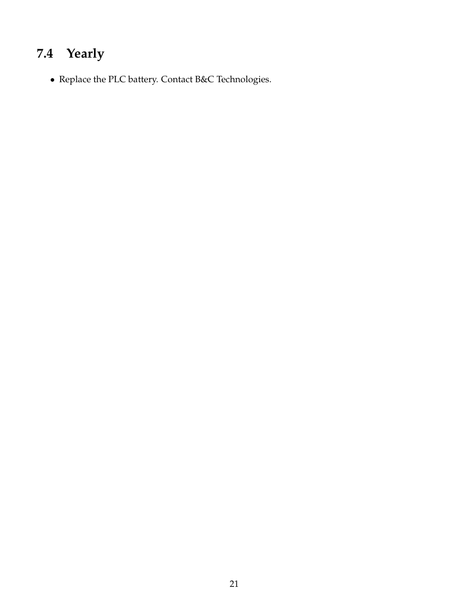 Yearly, 4 yearly | B&C Technologies PF Series User Manual | Page 25 / 46