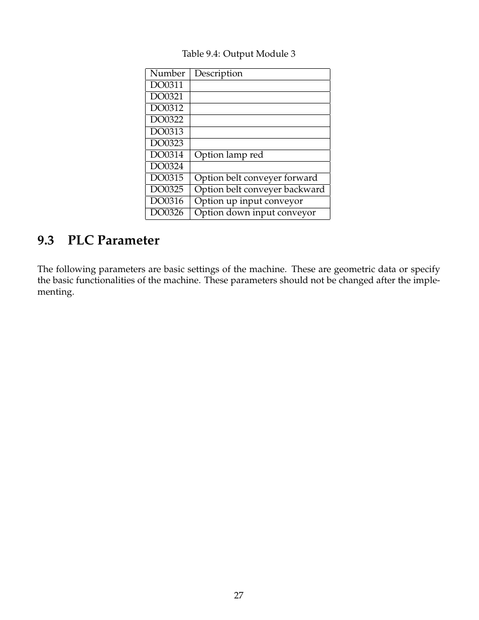 Plc parameter, 3 plc parameter | B&C Technologies PF Series User Manual | Page 31 / 46