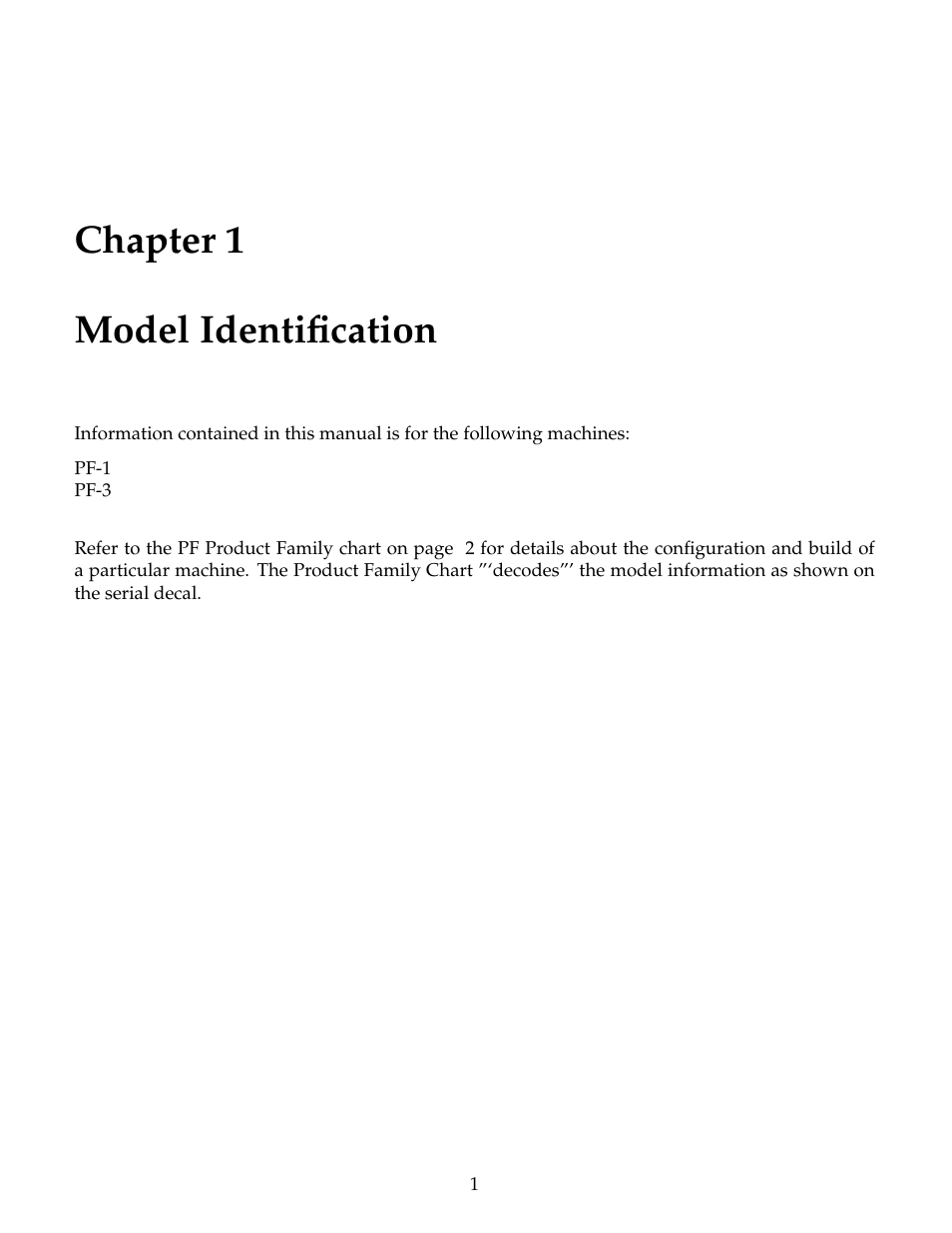Model identification, Chapter 1 model identification | B&C Technologies PF Series User Manual | Page 5 / 46