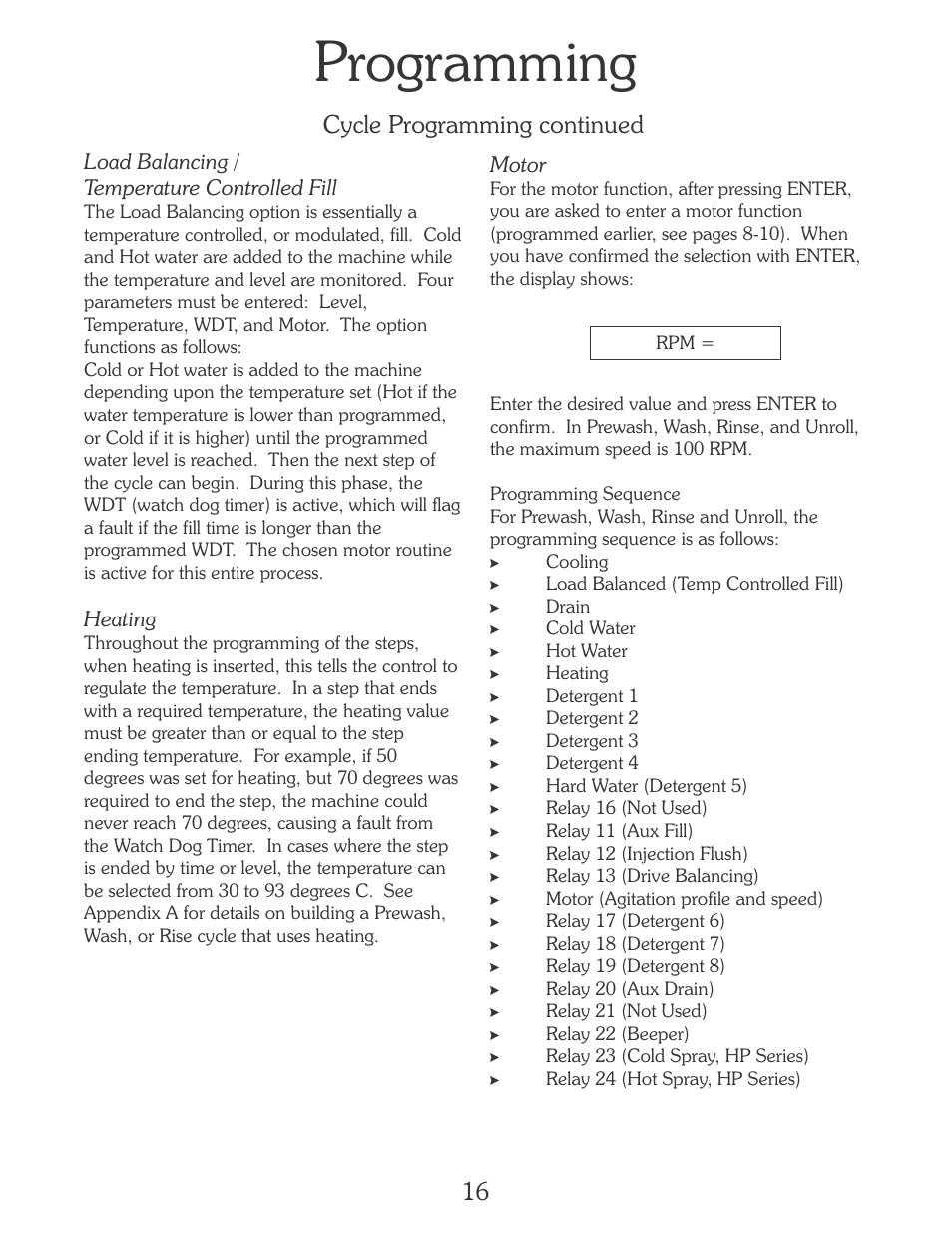 Programming, Cycle programming continued | B&C Technologies EL-6 Programming (SA, SB, SI, SP, HI, HP Series) User Manual | Page 17 / 36