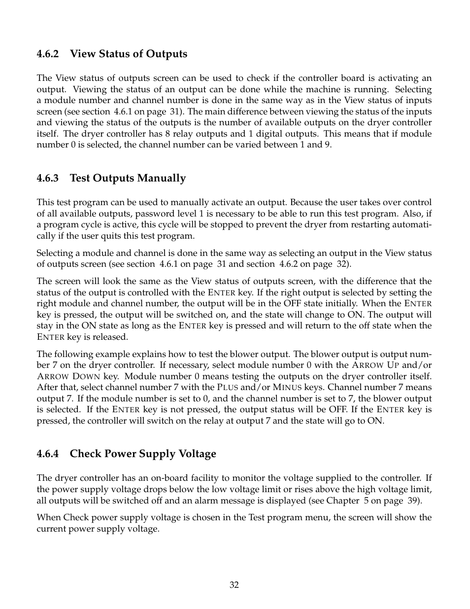 View status of outputs, Test outputs manually, Check power supply voltage | 2 view status of outputs, 3 test outputs manually, 4 check power supply voltage | B&C Technologies M720 Dryer Control (DE, DP, DI Series) User Manual | Page 35 / 50