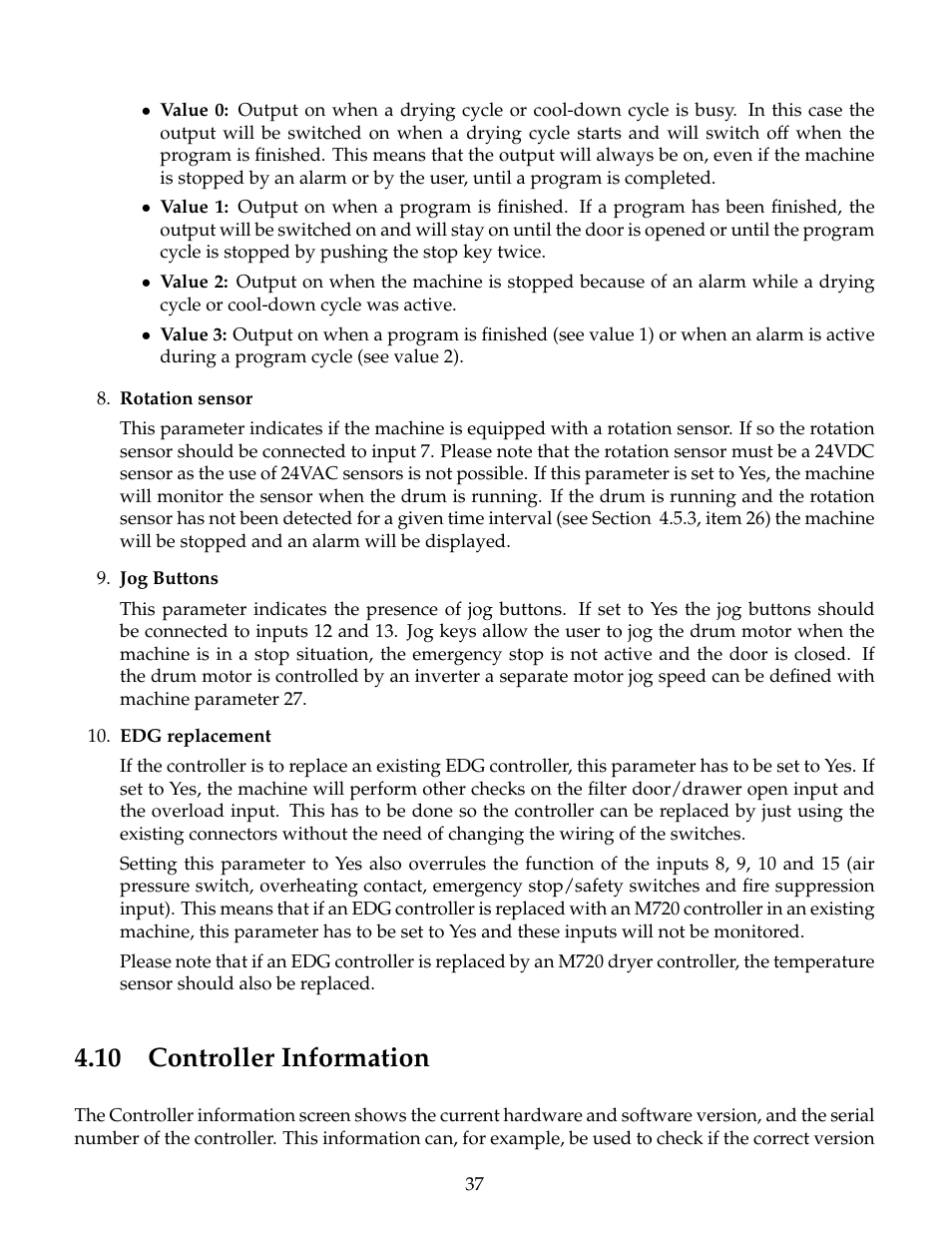 Controller information, 10 controller information | B&C Technologies M720 Dryer Control (DE, DP, DI Series) User Manual | Page 40 / 50