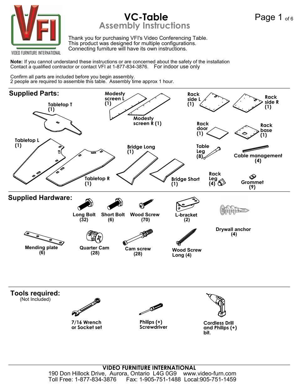 AVF VC-TABLE T3 User Manual | 6 pages