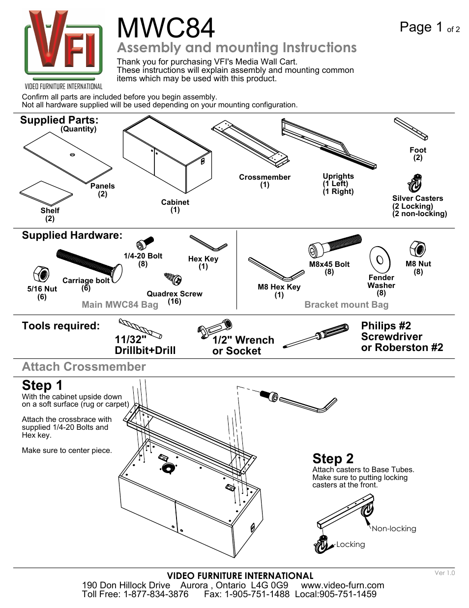 AVF MWC84 User Manual | 2 pages