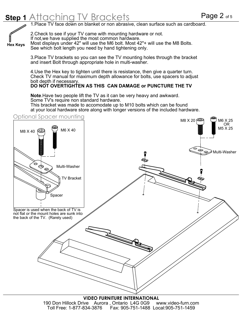 Sheet2, Drawing view47, Drawing view50 | Drawing view51, Drawing view122, Attaching tv brackets, Step 1, Page 2 | AVF PM-S-FL User Manual | Page 2 / 5