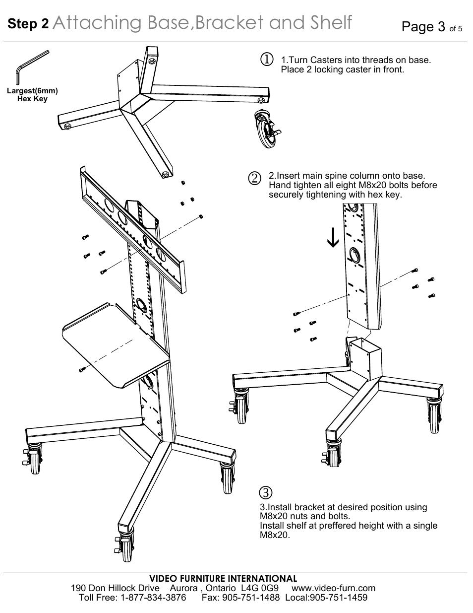 Sheet3, Drawing view120, Drawing view121 | Drawing view123, Drawing view130, Drawing view133, Attaching base,bracket and shelf, Page 3, Step 2 | AVF PM-S-FL User Manual | Page 3 / 5
