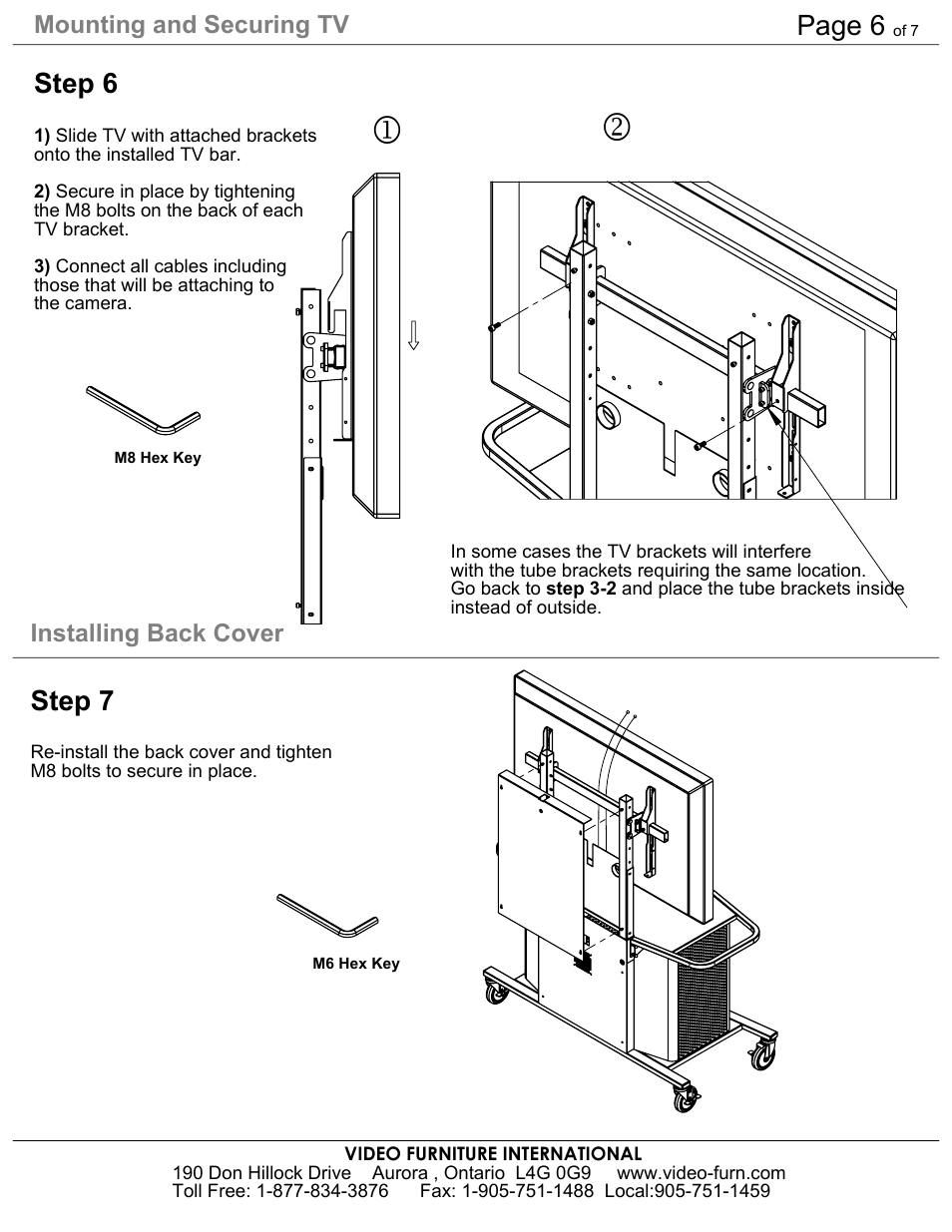 Sheet5, Drawing view439, Drawing view441 | Drawing view475, Drawing view495, Drawing view513, Step 6, Page 6, Step 7 | AVF Package I MC1000 Cart + MC-S Display Mount User Manual | Page 6 / 7