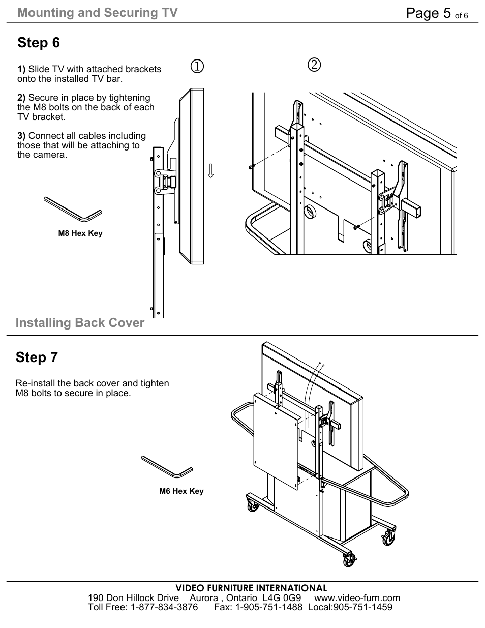 Sheet3(3), Drawing view439, Drawing view441 | Drawing view475, Drawing view495, Drawing view513, Step 6, Page 5, Step 7 | AVF Package J MC1000 Cart + MC-XL Display Mount User Manual | Page 5 / 6