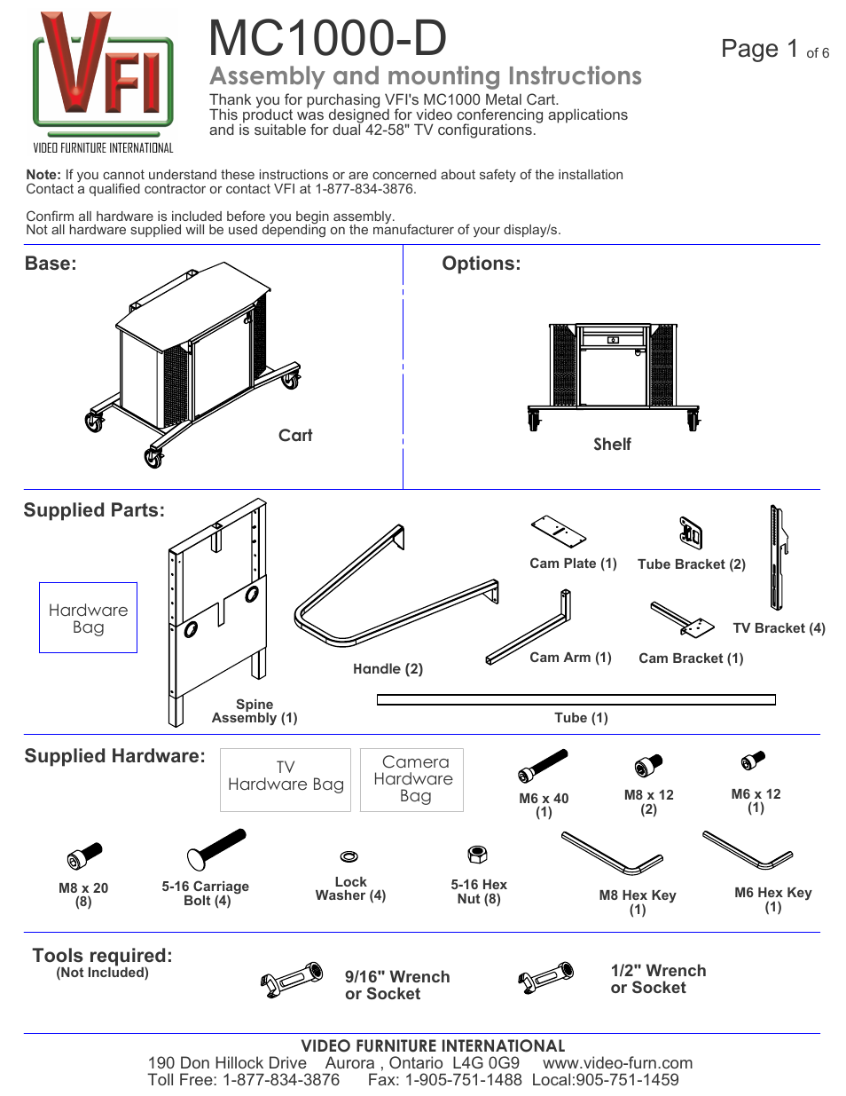 AVF Package L MC1000 Cart + MC-XLD Dual XL Mount User Manual | 6 pages