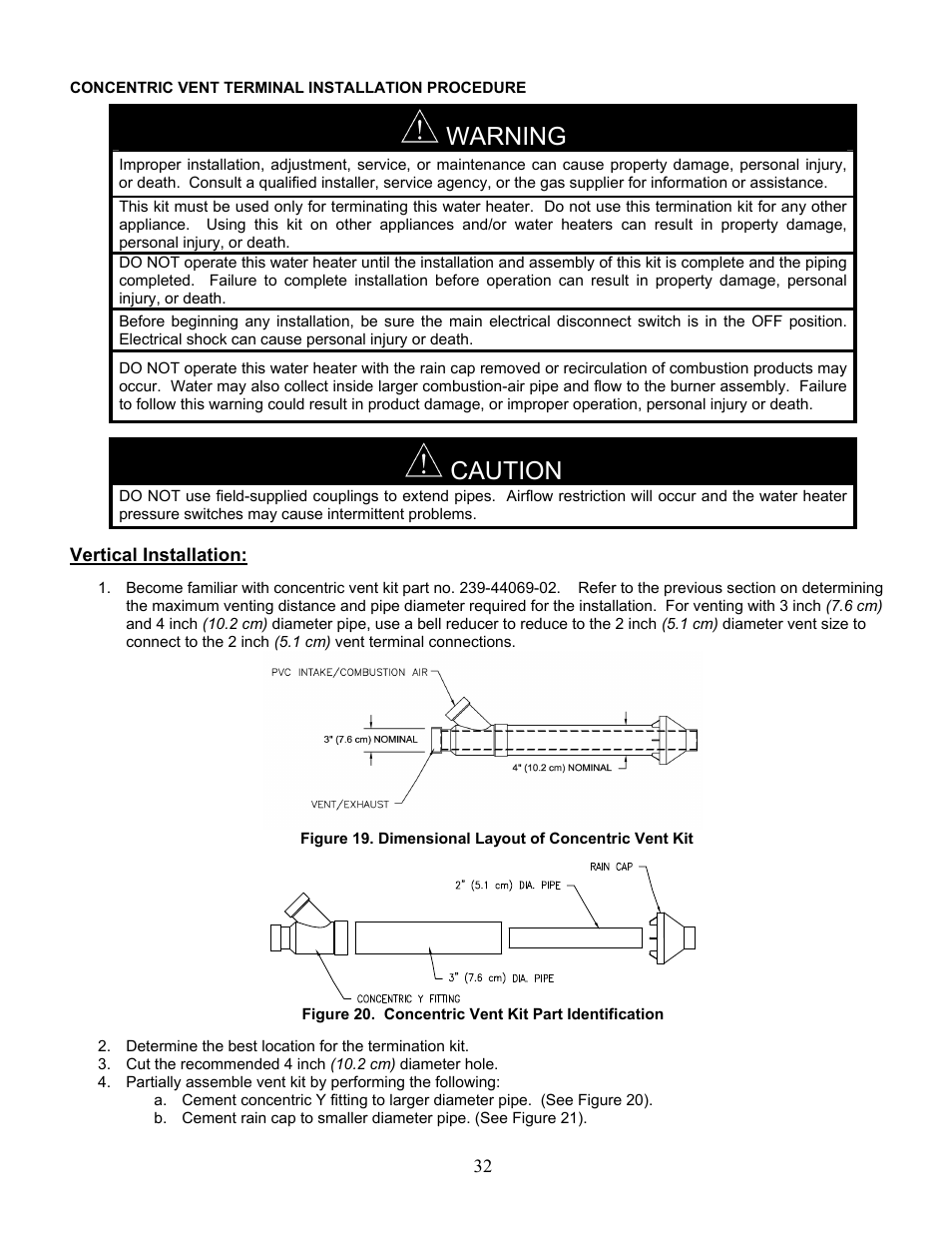 Warning, Caution | Bradford White EFR-1-60T1206SX User Manual | Page 32 / 76