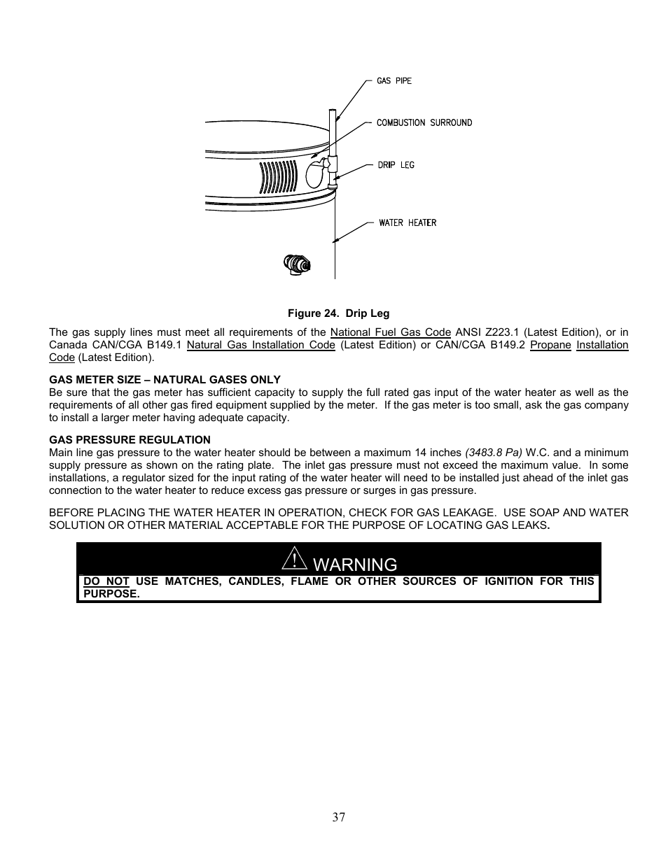 Warning | Bradford White EFR-1-60T1206SX User Manual | Page 37 / 76