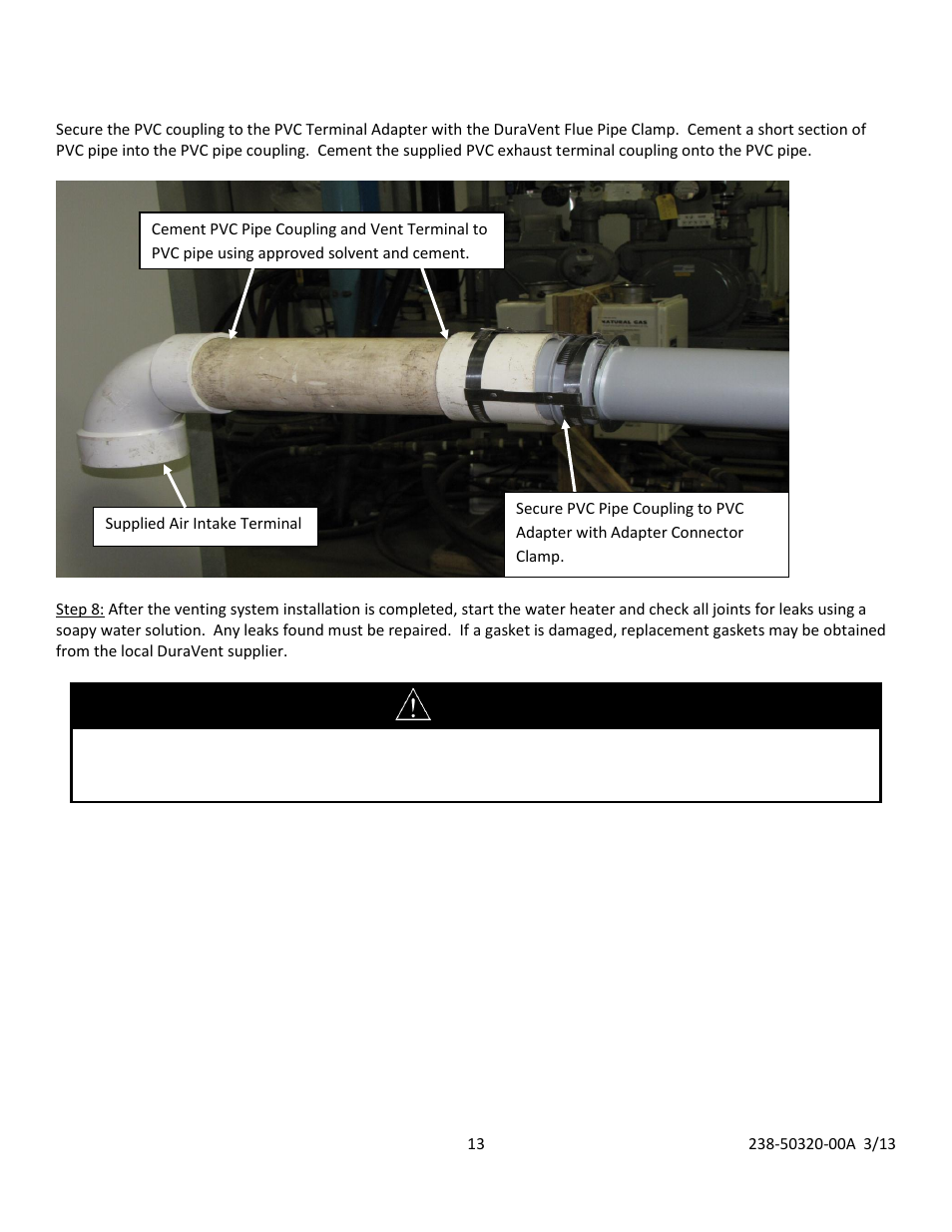 Warning | Bradford White EF-100T-399-3X User Manual | Page 13 / 13