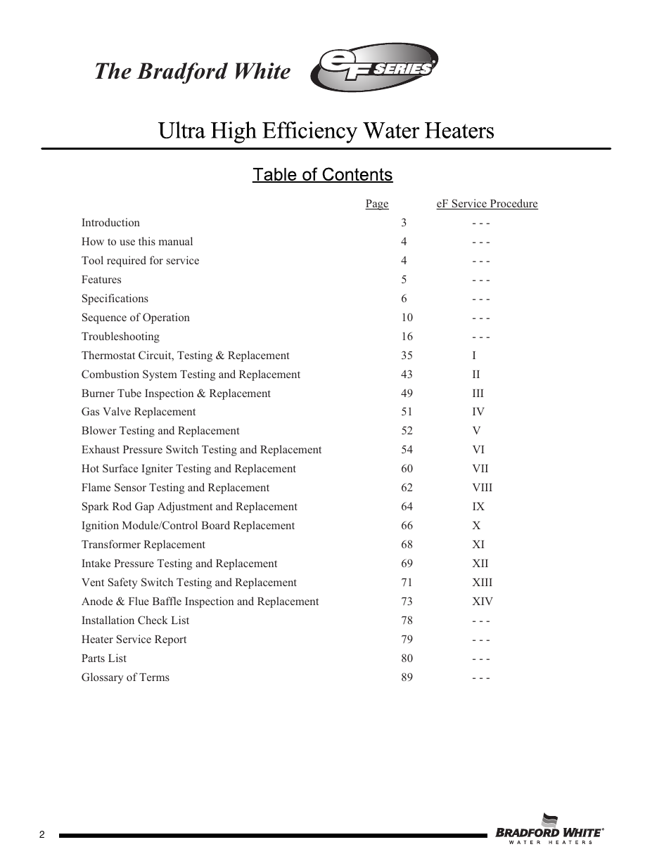The bradford white | Bradford White EF-100T-399-3X User Manual | Page 2 / 92