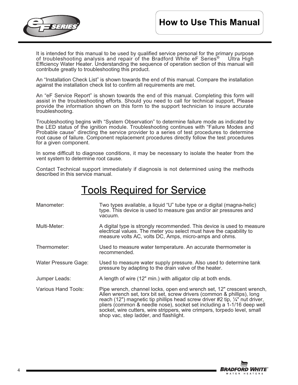 Bradford White EF-100T-399-3X User Manual | Page 4 / 92