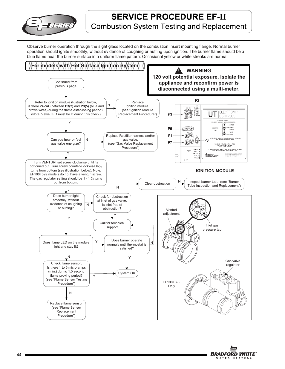 For models with hot surface ignition system | Bradford White EF-100T-399-3X User Manual | Page 44 / 92