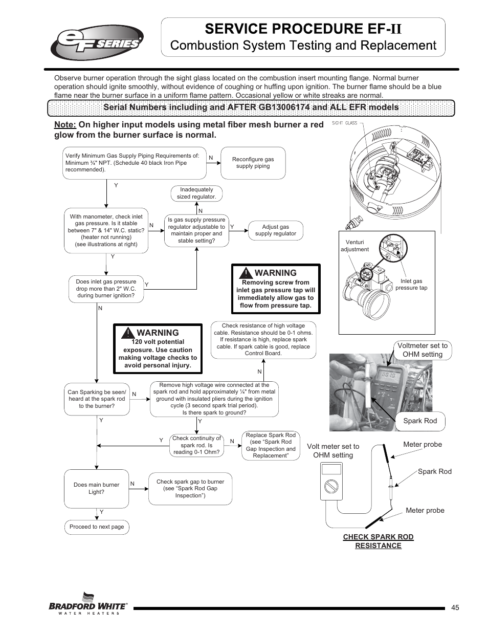 Warning | Bradford White EF-100T-399-3X User Manual | Page 45 / 92