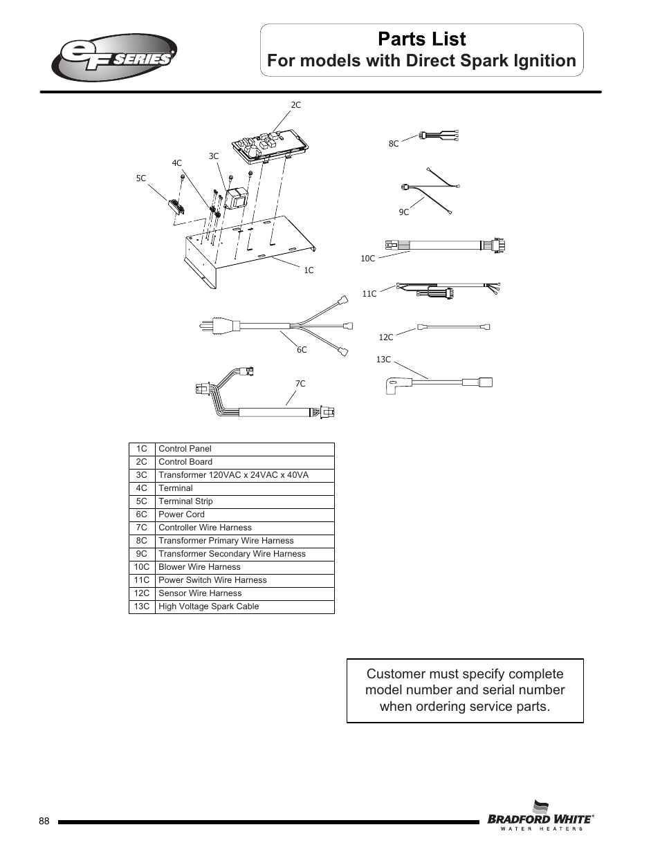 For models with direct spark ignition | Bradford White EF-100T-399-3X User Manual | Page 88 / 92