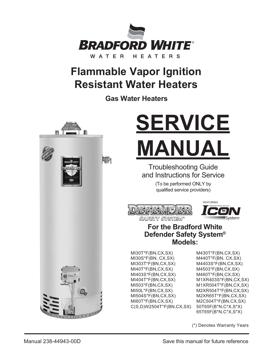 Bradford White 65T-65FB-3X User Manual | 40 pages
