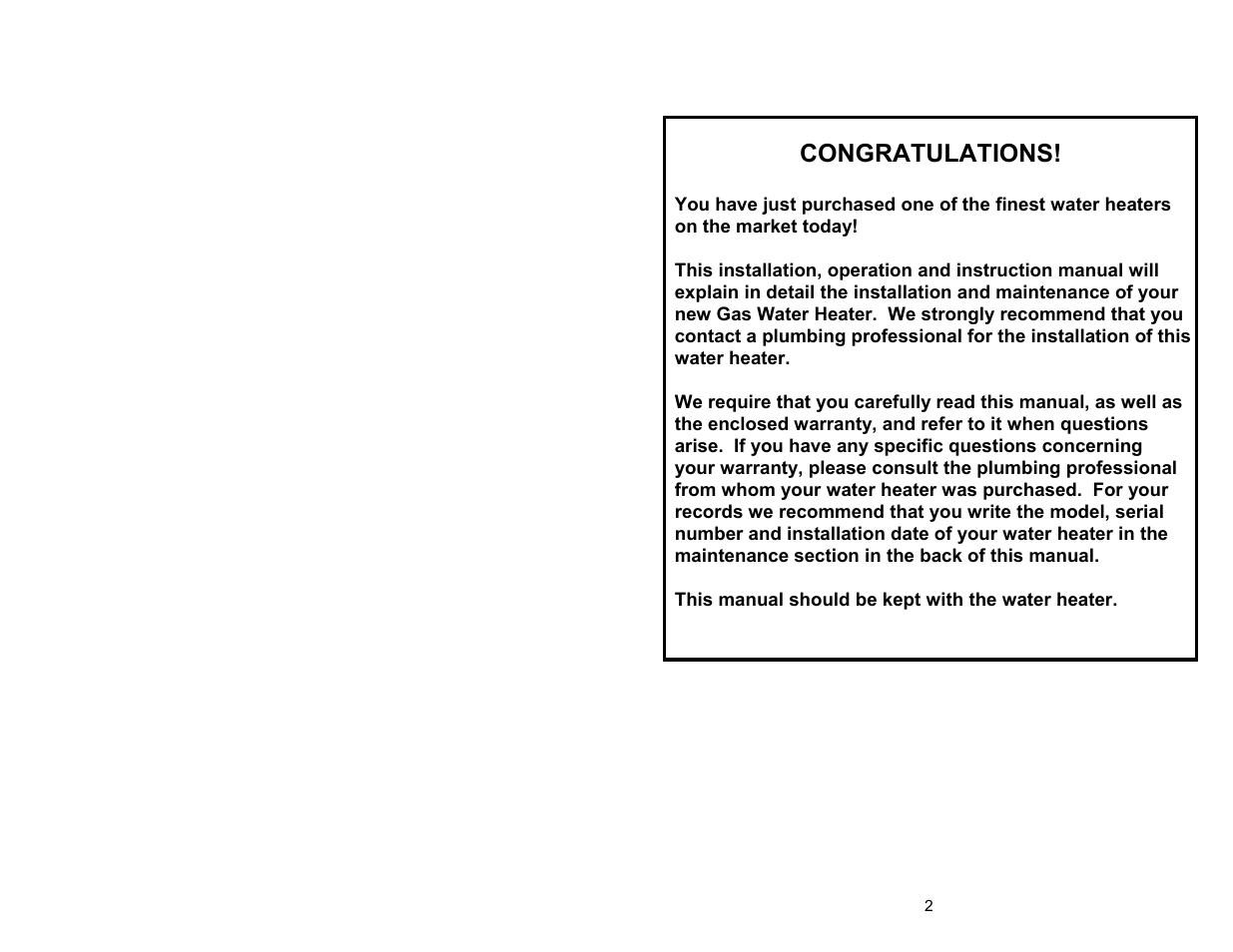 Bradford White 100T-88B-3X User Manual | Page 2 / 28