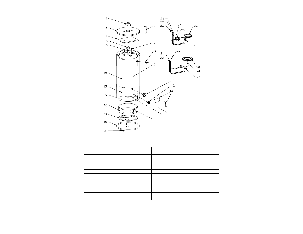 Parts list and drawing | Bradford White 100T-88B-3X User Manual | Page 24 / 25
