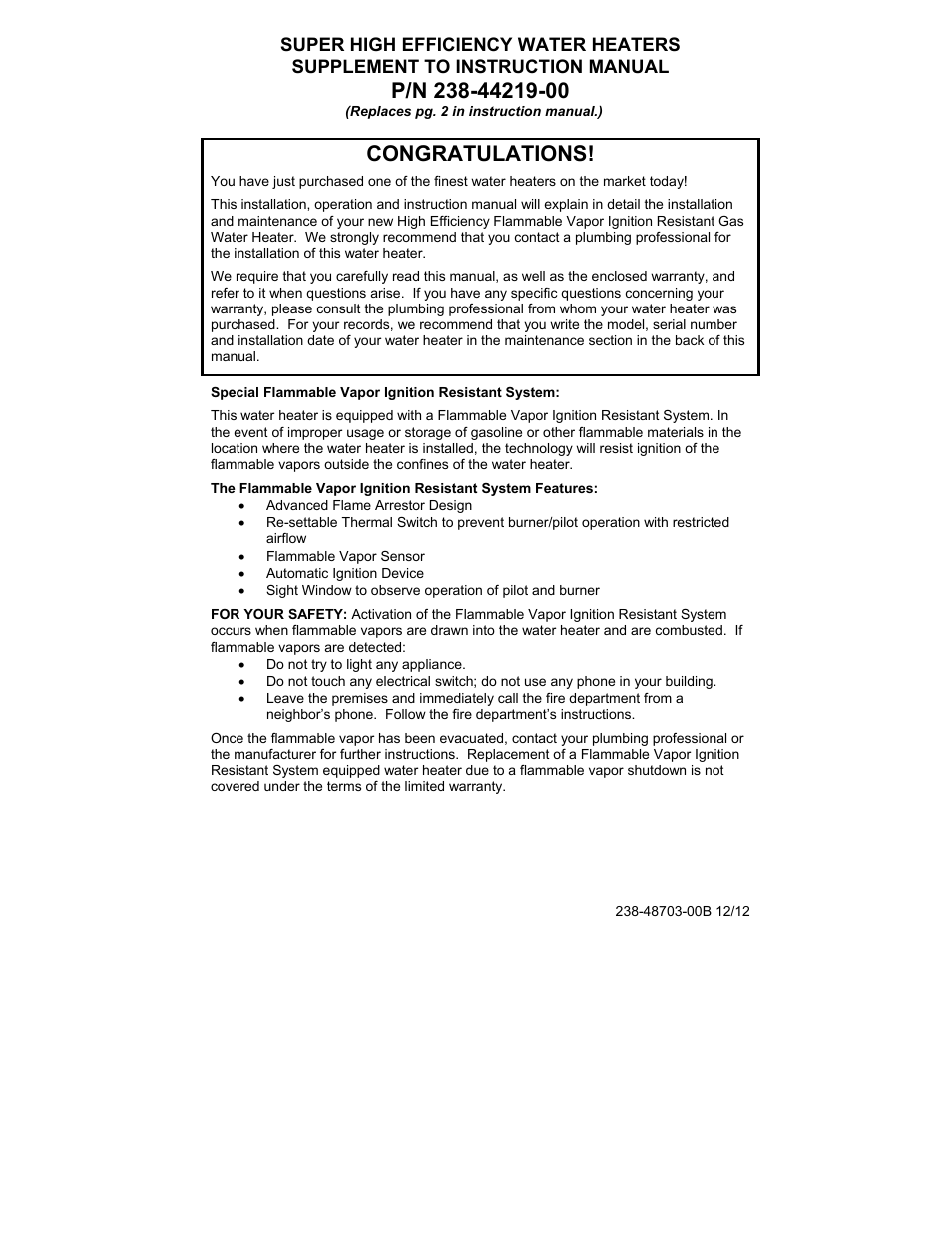 Bradford White HE-4-50S6FSX User Manual | 16 pages