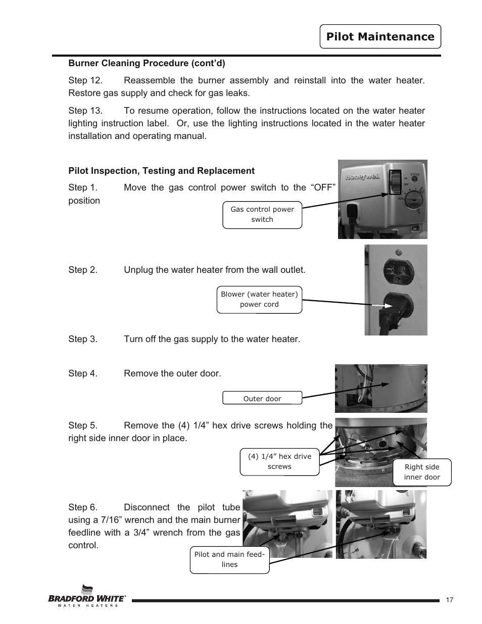 Pilot maintenance | Bradford White HE-4-50S6FSX User Manual | Page 17 / 40