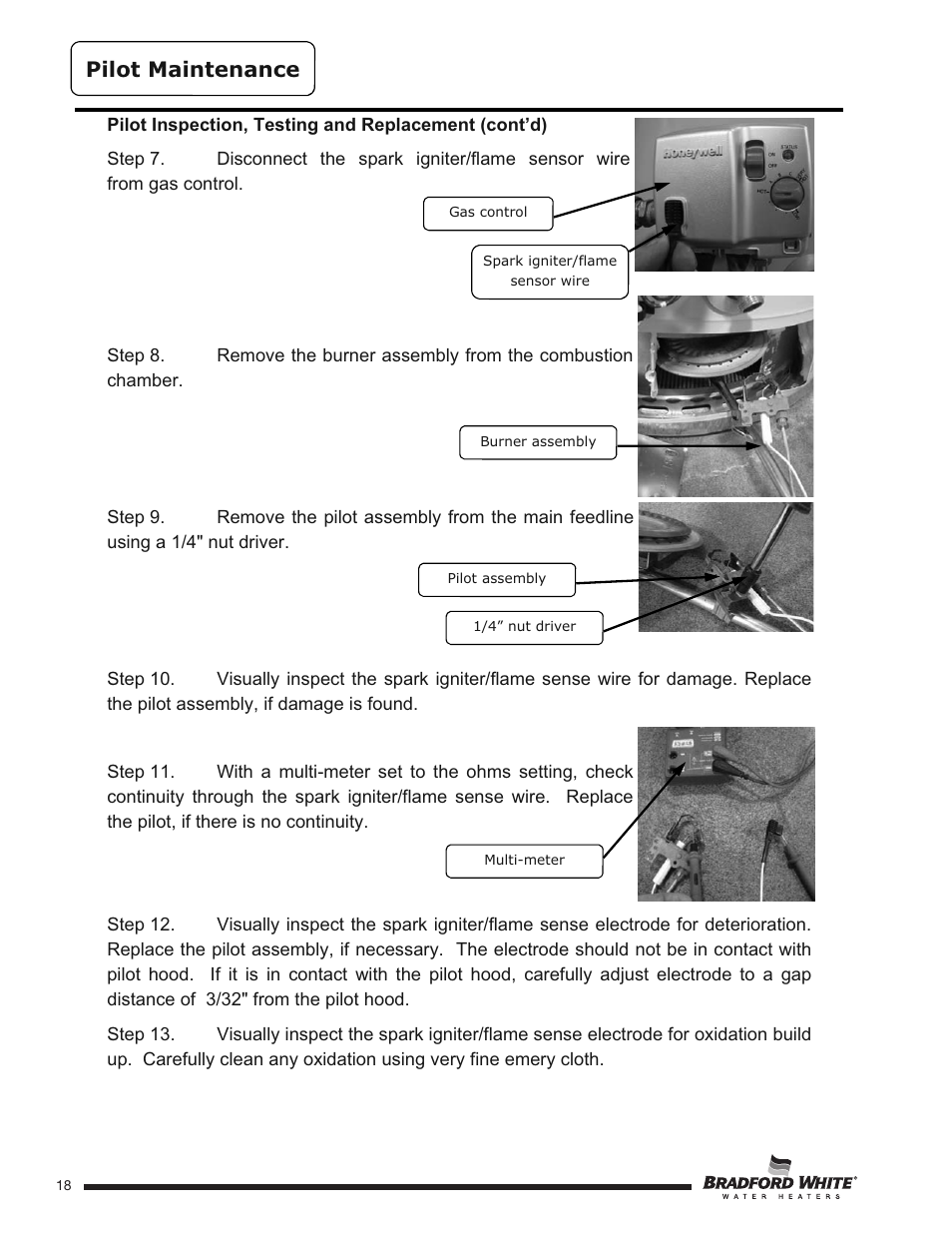 Pilot maintenance | Bradford White HE-4-50S6FSX User Manual | Page 18 / 40