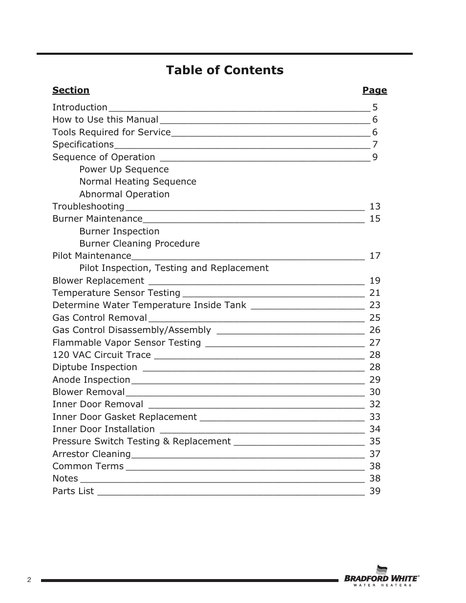 Bradford White HE-4-50S6FSX User Manual | Page 2 / 40