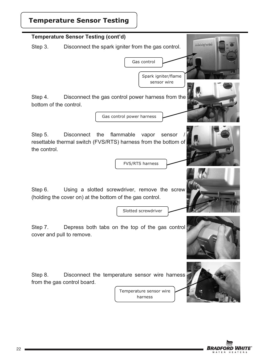 Temperature sensor testing | Bradford White HE-4-50S6FSX User Manual | Page 22 / 40