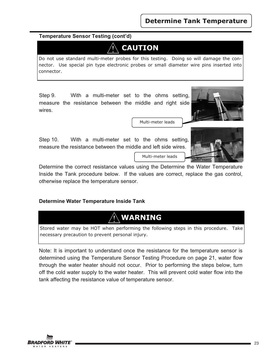 Warning, Caution | Bradford White HE-4-50S6FSX User Manual | Page 23 / 40