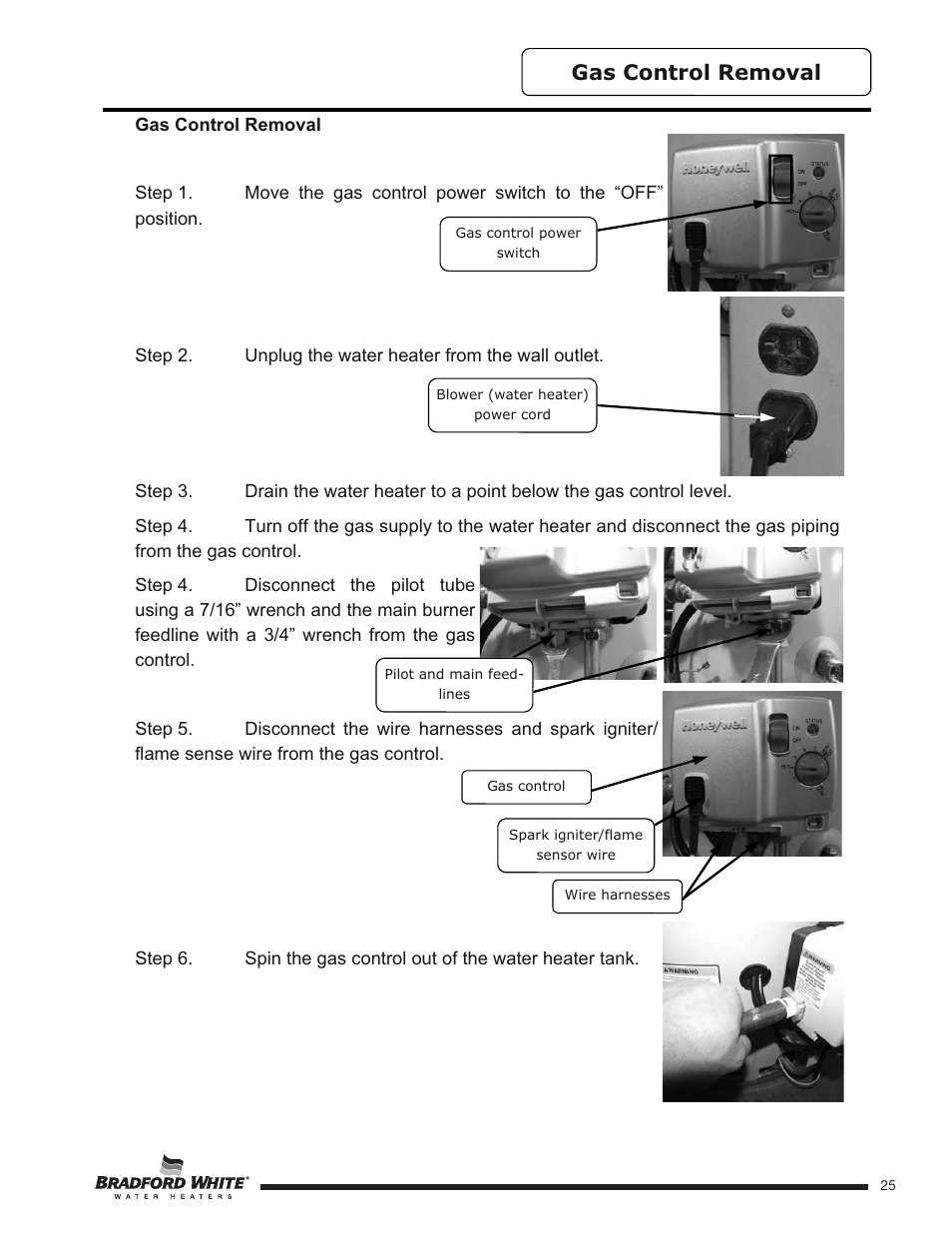 Gas control removal | Bradford White HE-4-50S6FSX User Manual | Page 25 / 40