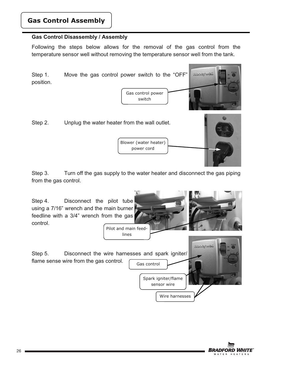 Gas control assembly | Bradford White HE-4-50S6FSX User Manual | Page 26 / 40