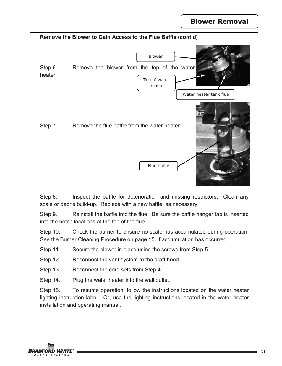 Blower removal | Bradford White HE-4-50S6FSX User Manual | Page 31 / 40