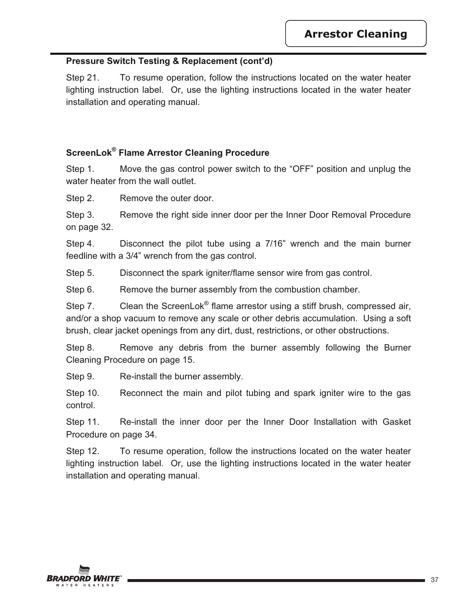 Bradford White HE-4-50S6FSX User Manual | Page 37 / 40