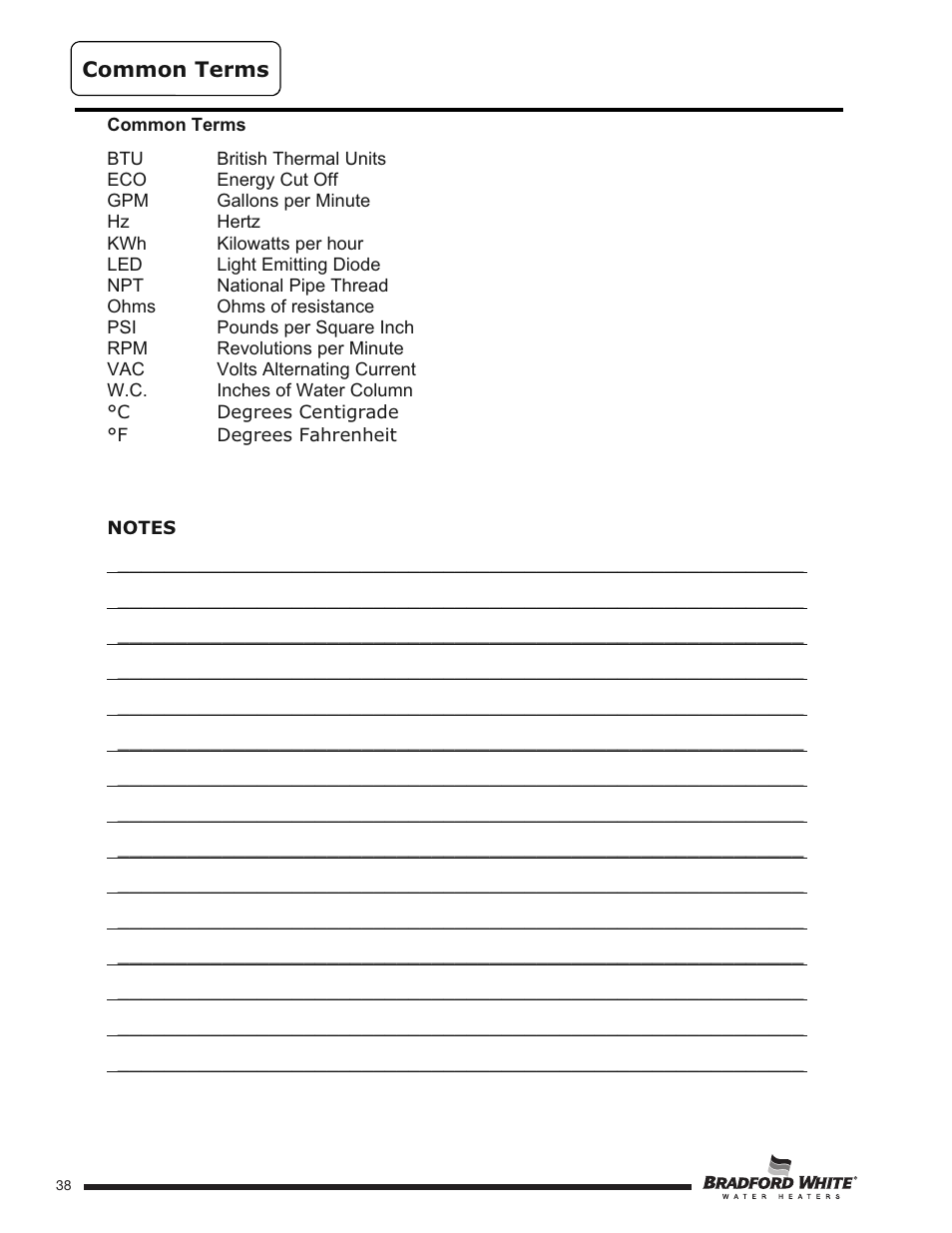 Bradford White HE-4-50S6FSX User Manual | Page 38 / 40