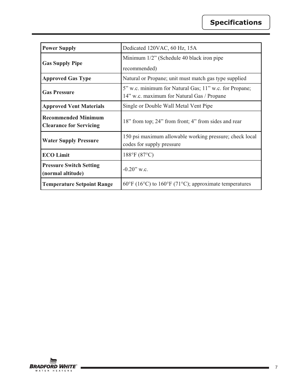 Bradford White HE-4-50S6FSX User Manual | Page 7 / 40