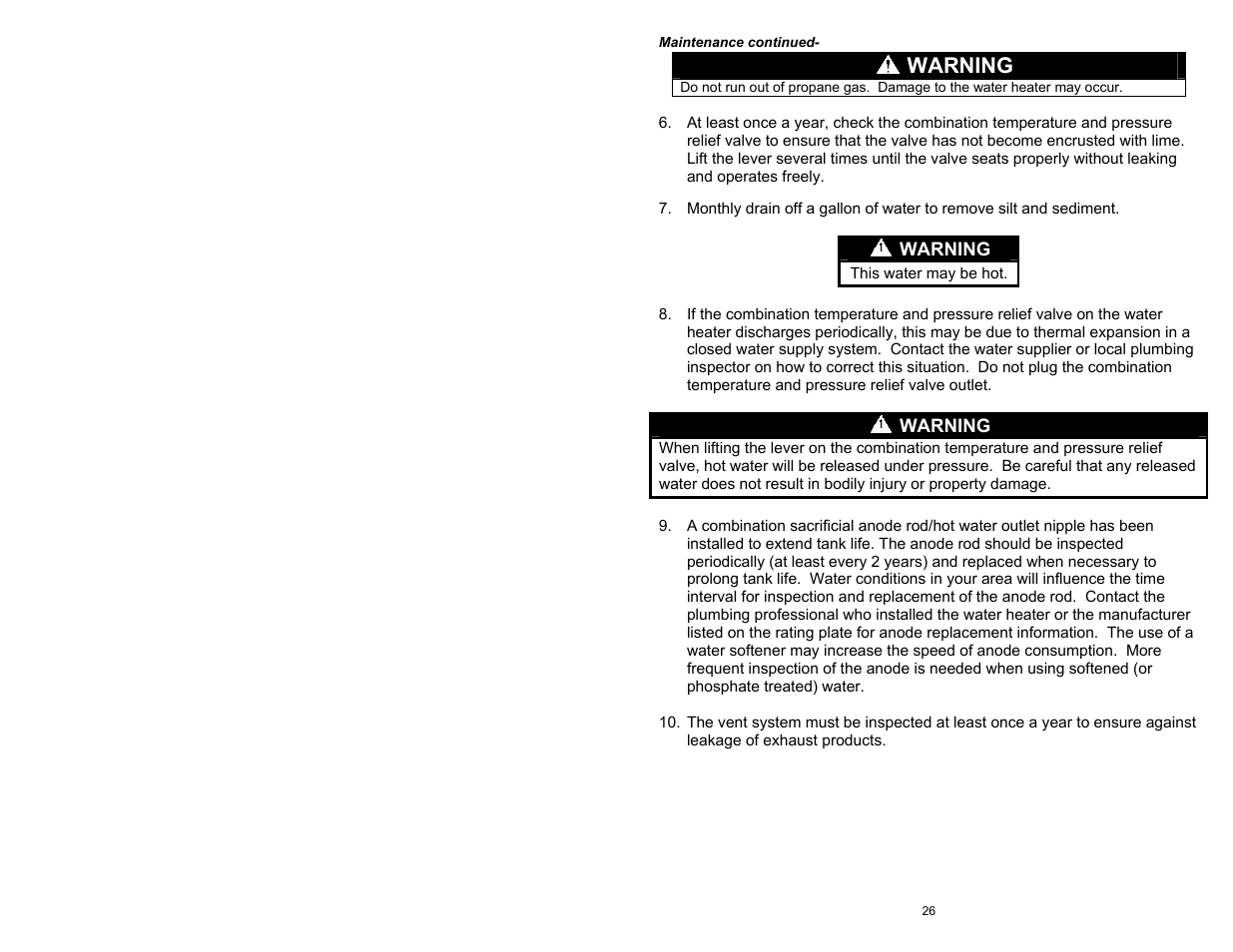 Warning | Bradford White D-4-504S6FSX User Manual | Page 26 / 36