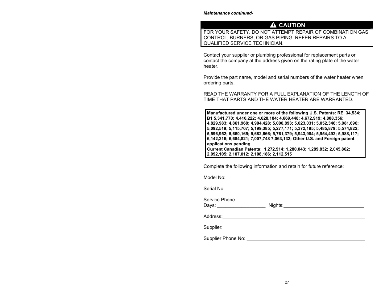 Bradford White D-4-504S6FSX User Manual | Page 27 / 36