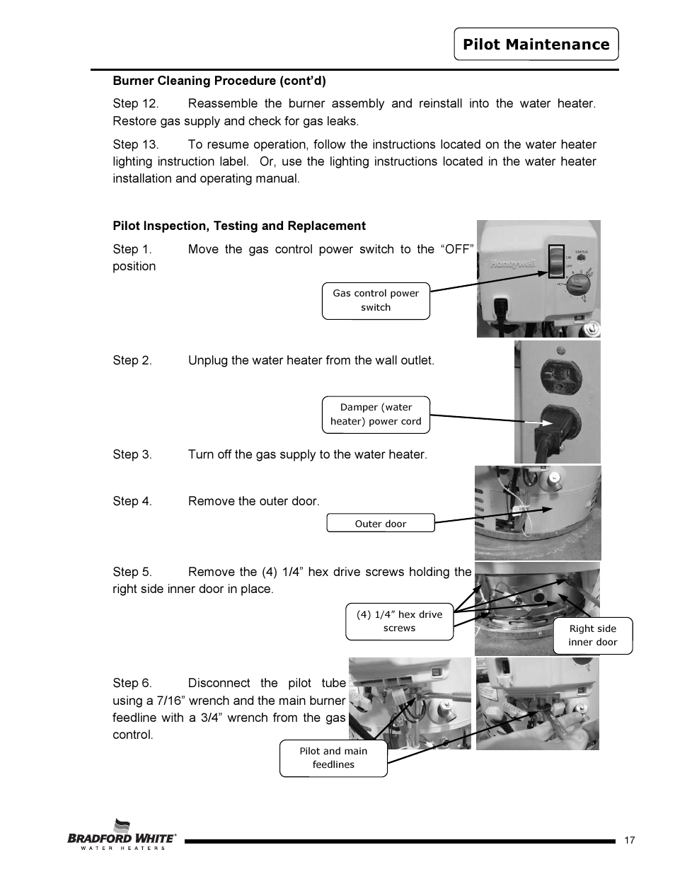 Pilot maintenance | Bradford White D-4-504S6FSX User Manual | Page 17 / 40