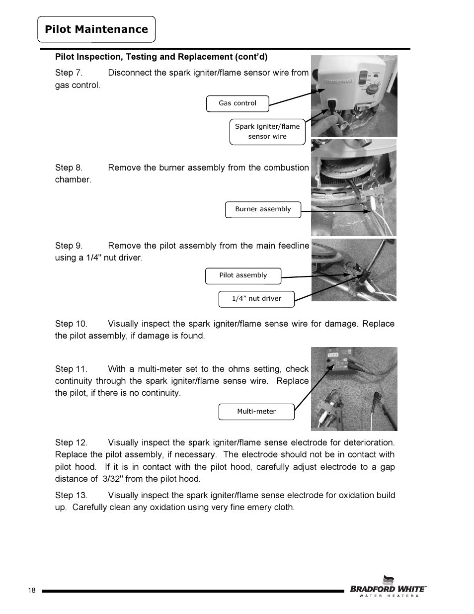 Pilot maintenance | Bradford White D-4-504S6FSX User Manual | Page 18 / 40