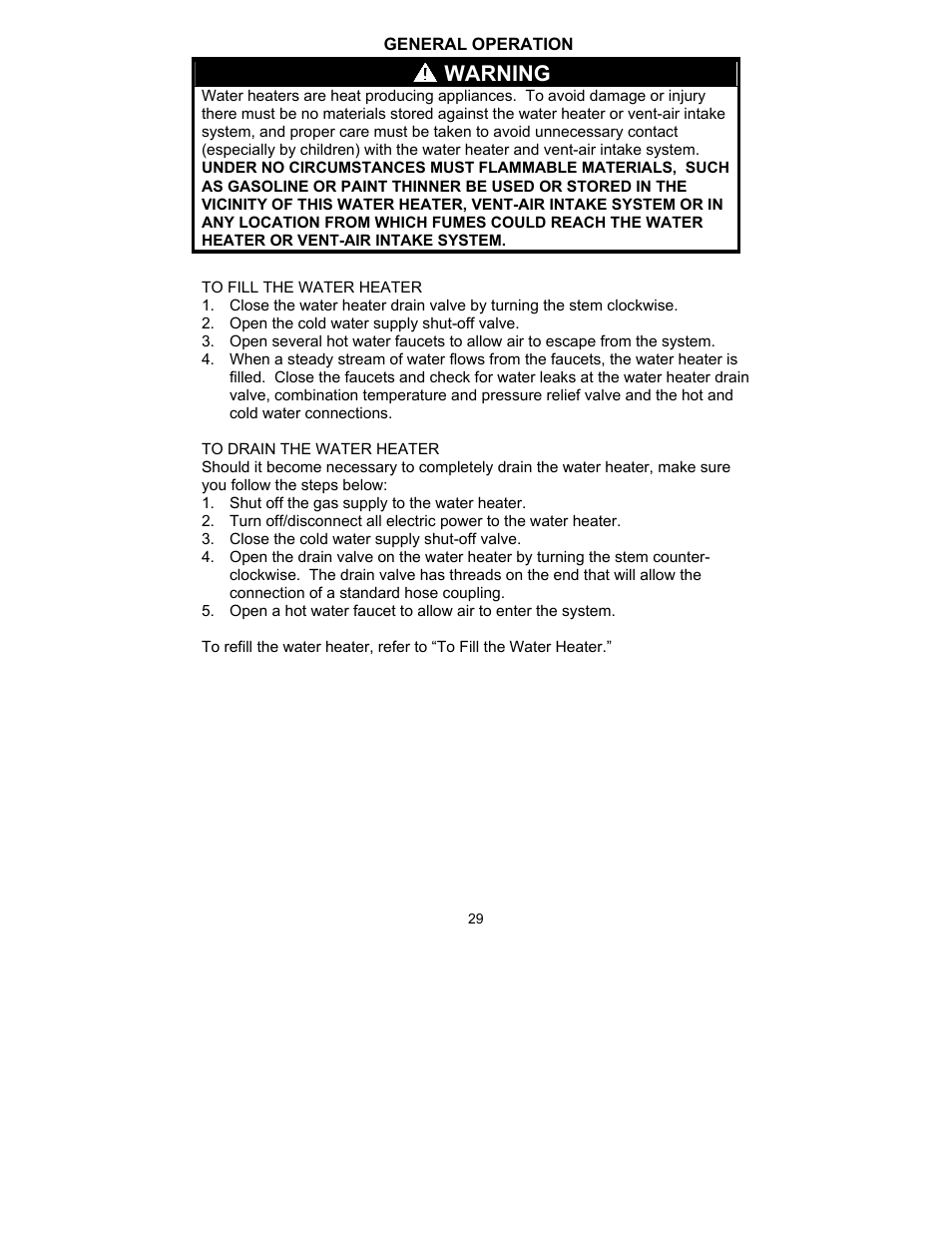 Warning | Bradford White TW4-75S-76B-3N User Manual | Page 29 / 40